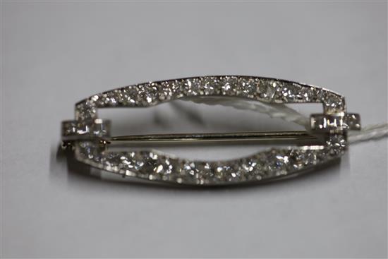 An 1930s Art Deco French Boucheron platinum and diamond set openwork brooch,